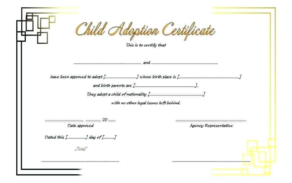 adoption certificate template printable